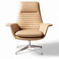 Leather swivel lounge chair with chrome base and ergonomic design 85 x 75 x 100cm
