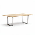 Wooden dining table with metal legs 150 x 80 x 75cm natural finish