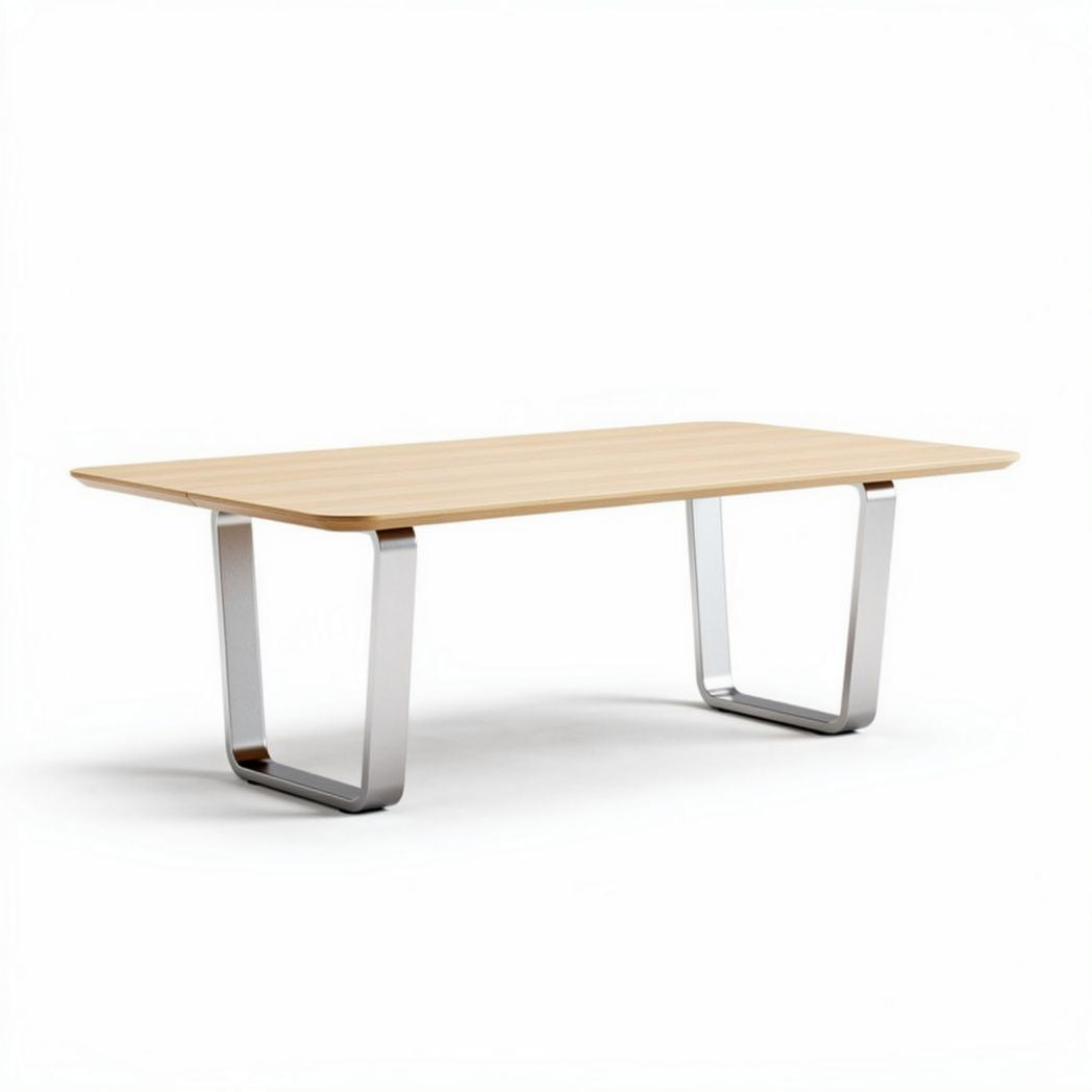 Wooden dining table with metal legs 150 x 80 x 75cm natural finish