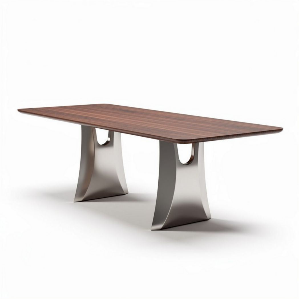 Wooden dining table with stainless steel base 240 x 100 x 75cm