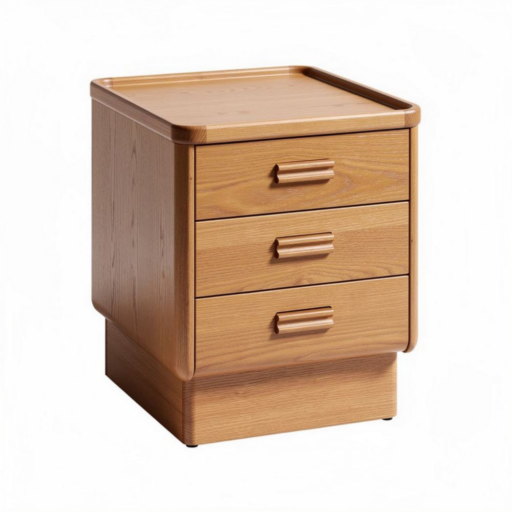 Wooden bedside table with three drawers 40 x 40 x 60cm natural finish