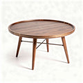 Round wooden coffee table with metal legs 70 x 70 x 40cm