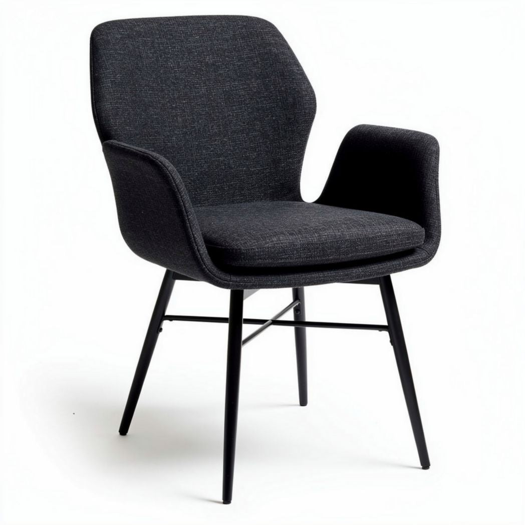 Black upholstered dining chair with metal legs 60 x 60 x 85cm