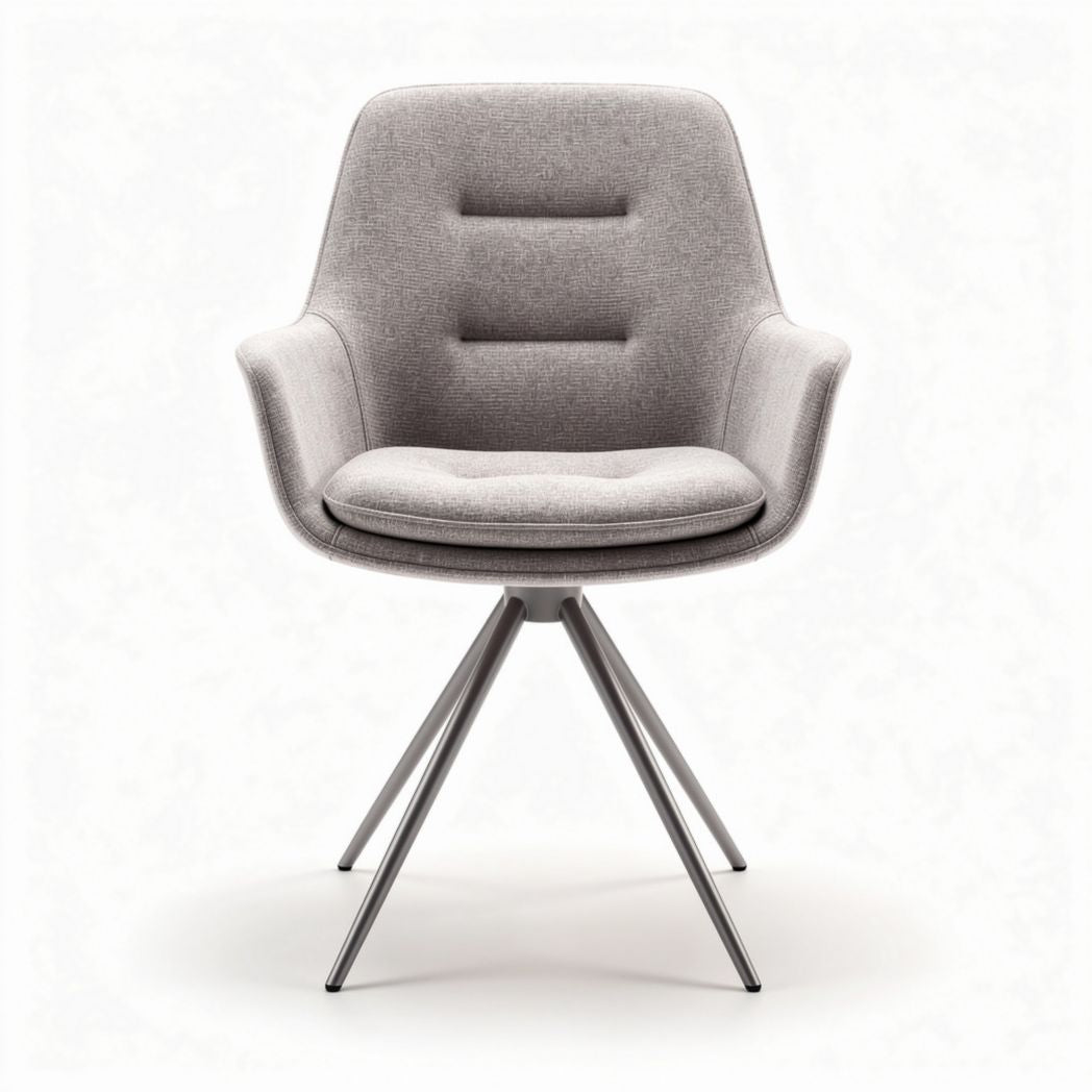 Fabric upholstered dining chair with stainless steel legs in gray color