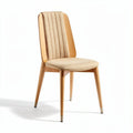 Upholstered dining chair with wooden legs in beige 45 x 50 x 90cm