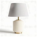 Ceramic table lamp with fabric shade in white 30 x 30 x 50cm