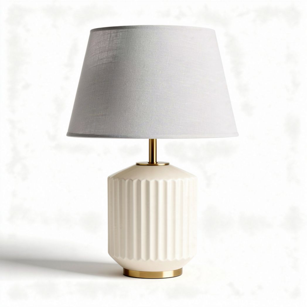 Ceramic table lamp with fabric shade in white 30 x 30 x 50cm