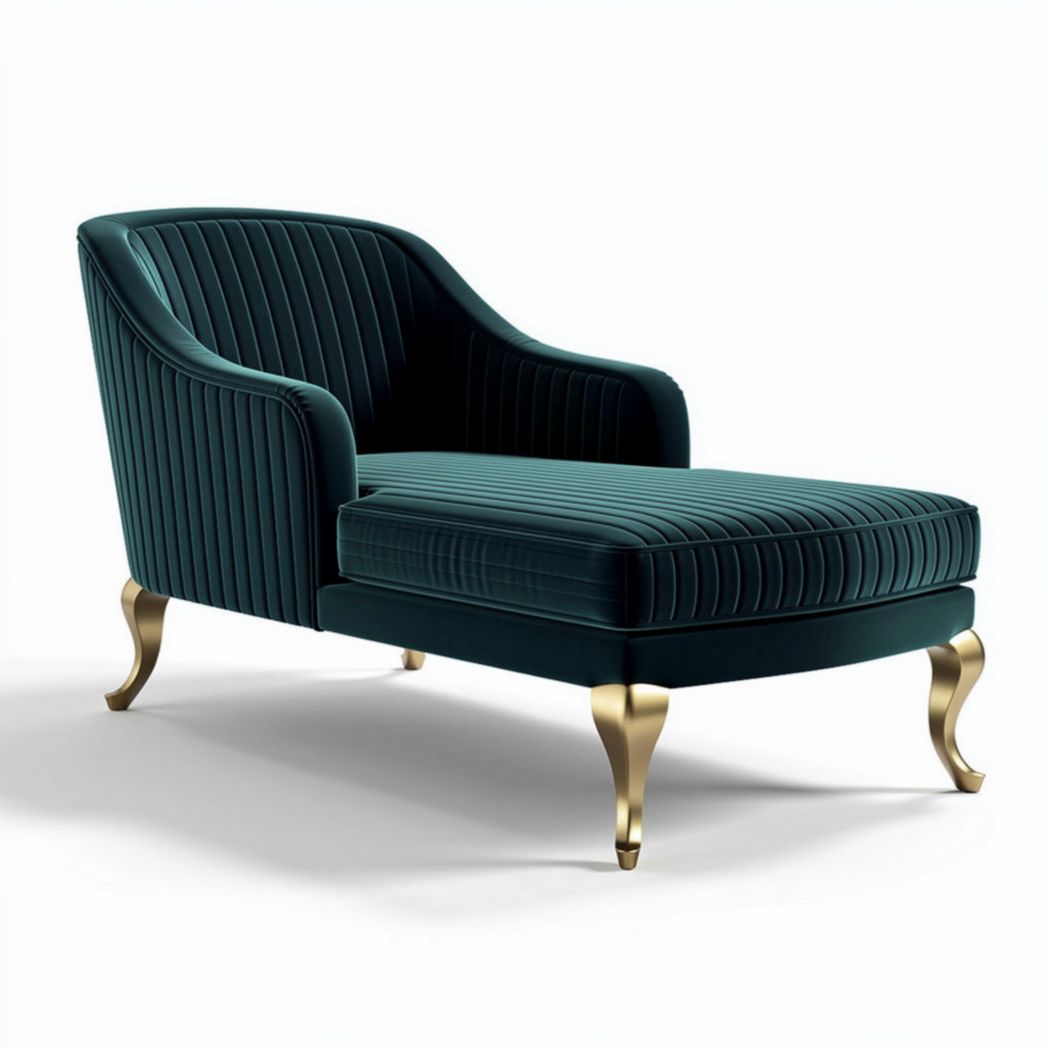 Velvet upholstery lounge chair with gold legs in emerald green 120 x 80 x 70cm