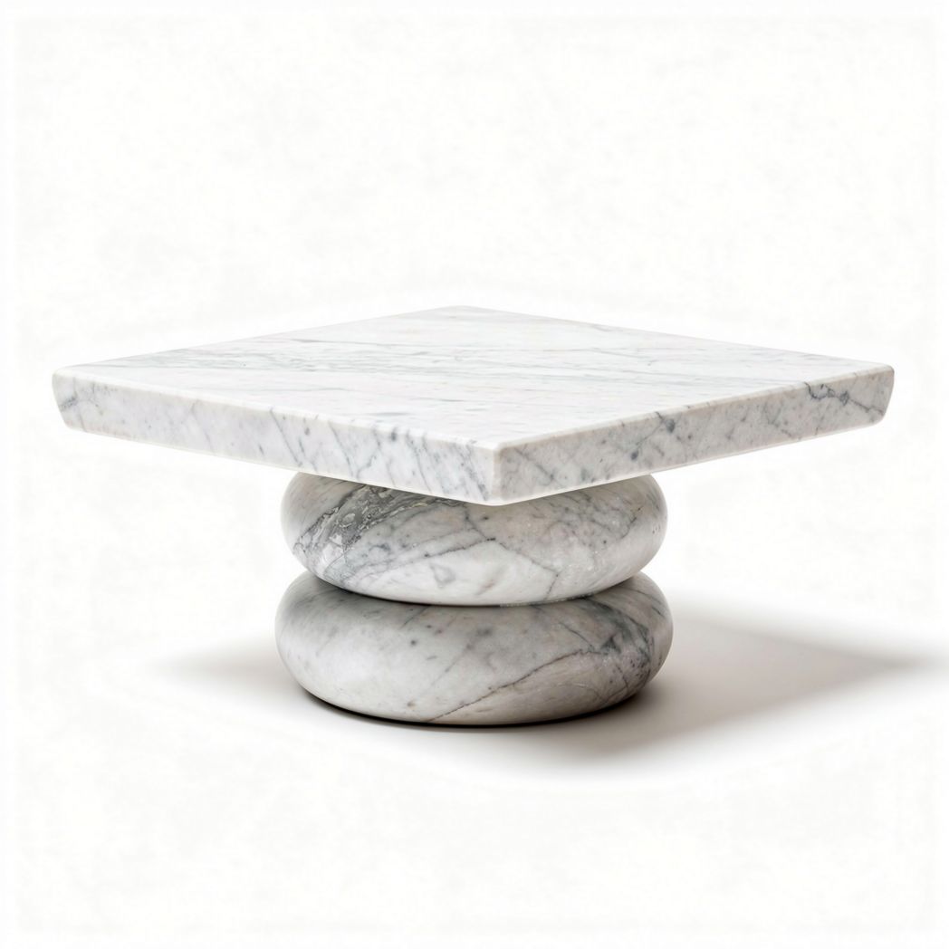 Marble coffee table with round base and square top 60 x 60 x 30cm