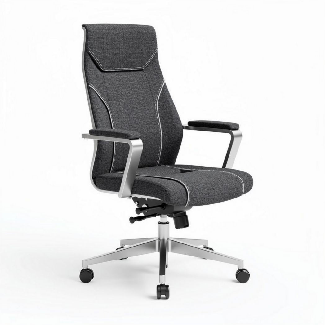 Office chair with ergonomic design fabric upholstery and silver base