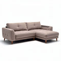 Sectional sofa with storage function in light brown fabric 200 x 80 x 90cm